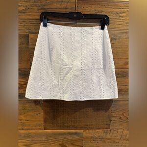 Aqua White Cotton Eyelet A-Line Mini Skirt Resort Wear